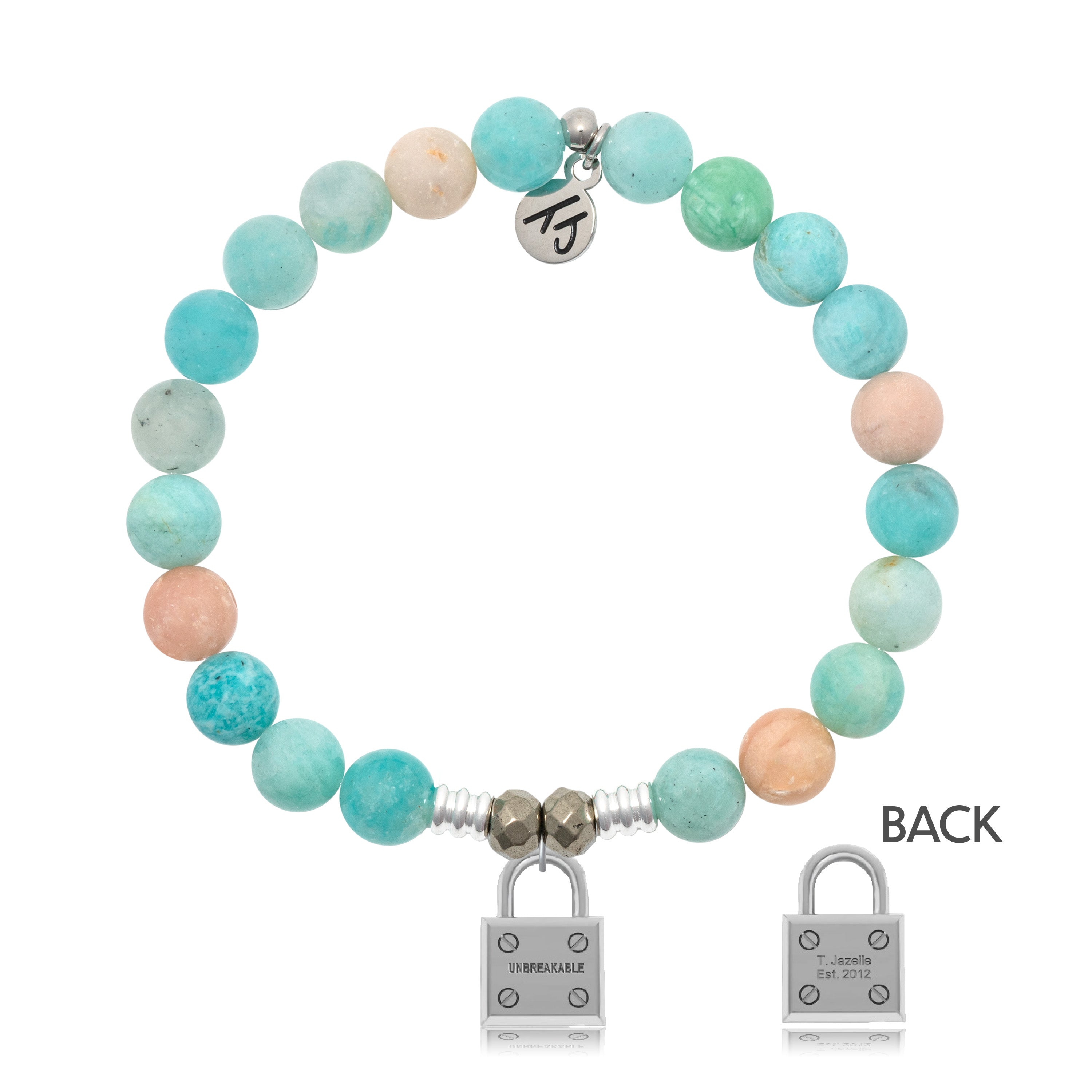 Multi Amazonite Stone Bracelet with Unbreakable Silver Charm