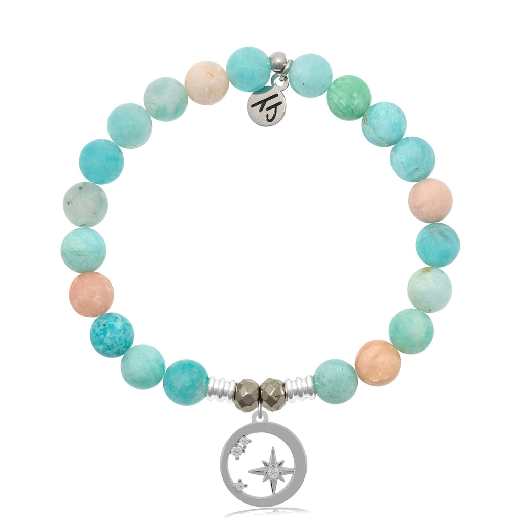 Multi Amazonite Stone Bracelet with What is Meant to Be Silver Charm