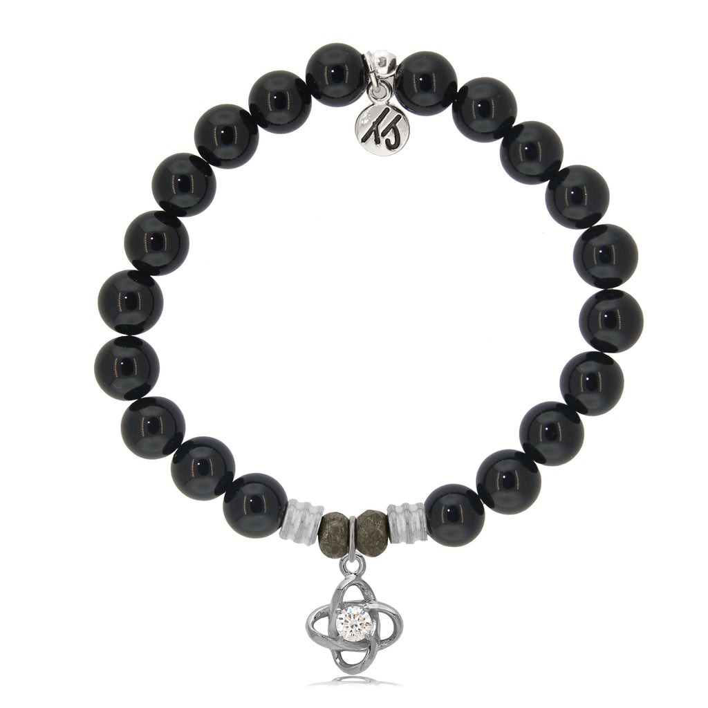 Onyx Stone Bracelet with Stronger Together Sterling Silver Charm