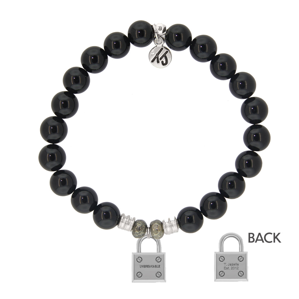 Onyx Stone Bracelet with Unbreakable Sterling Silver Charm