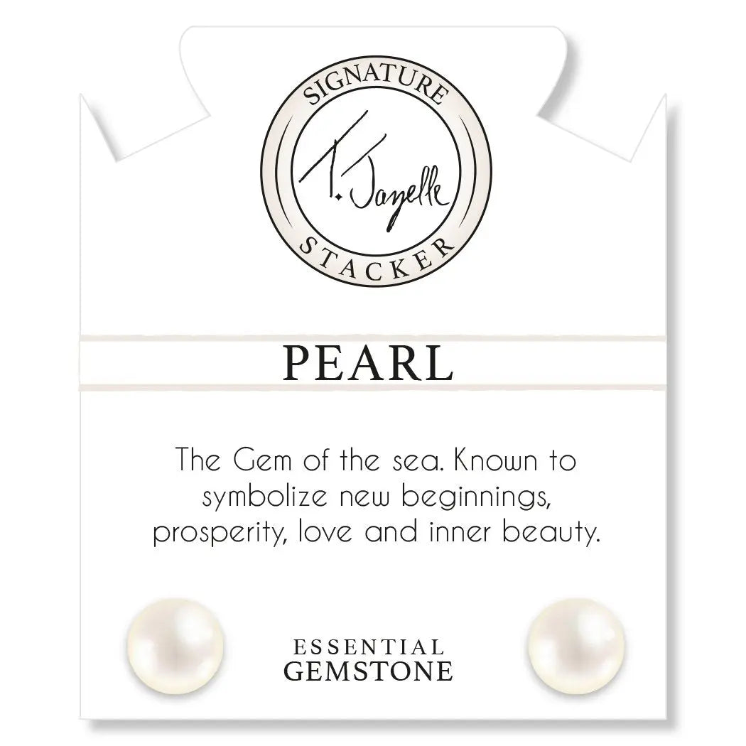 Peruvian Amazonite Gemstone with Pearl Coin Stacker Bracelet