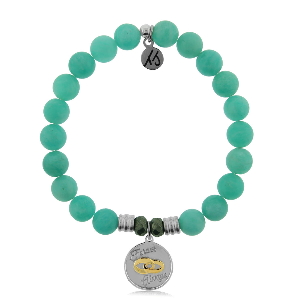 Peruvian Amazonite Stone Bracelet with Always and Forever Sterling Silver Charm