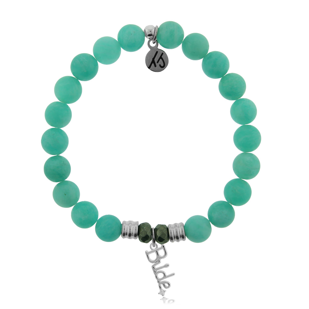 Peruvian Amazonite Stone Bracelet with Bride Sterling Silver Charm