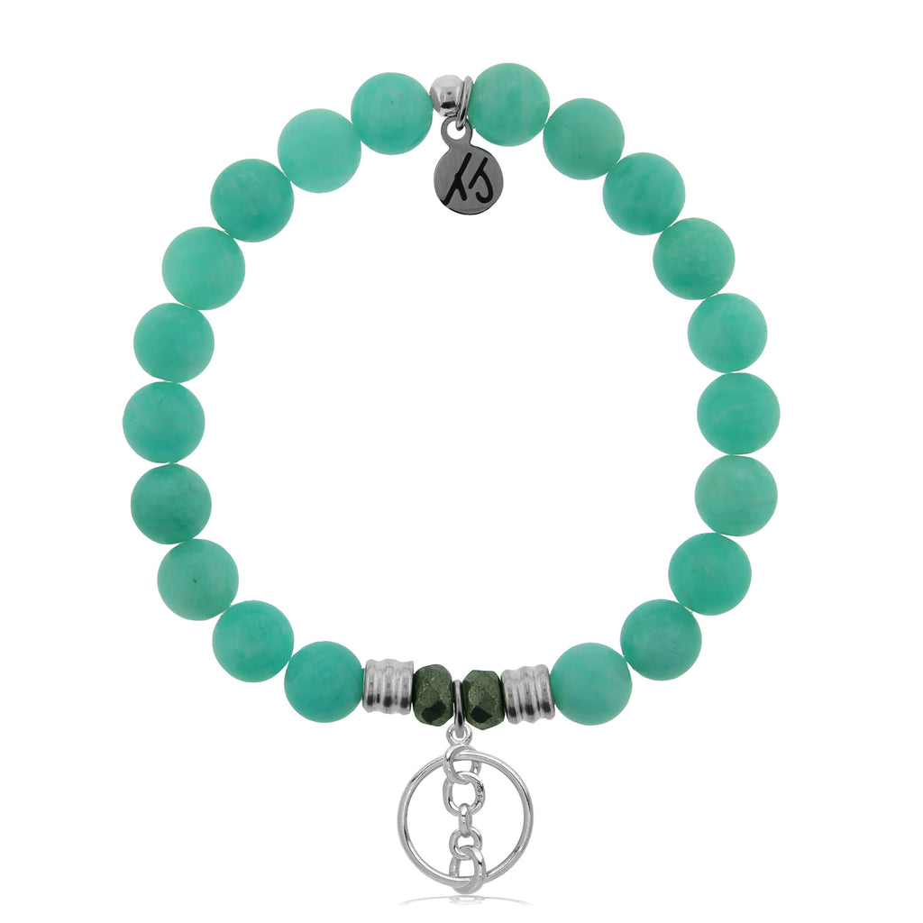 Peruvian Amazonite Stone Bracelet with Connection Sterling Silver Charm