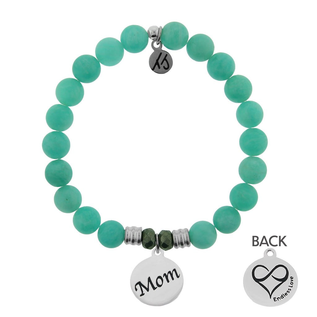 Peruvian Amazonite Stone Bracelet with Mom Endless Love Sterling Silver Charm