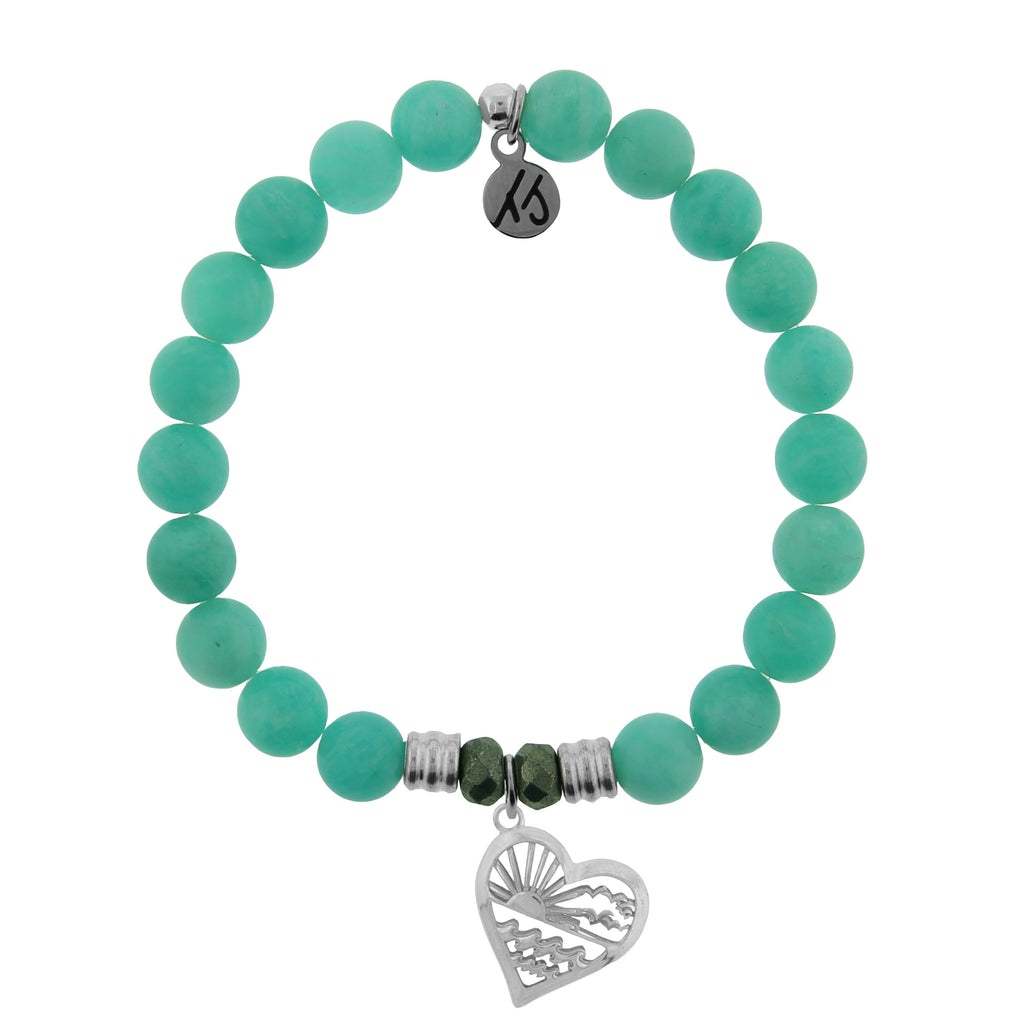 Peruvian Amazonite Stone Bracelet with Seas the Day Sterling Silver Charm