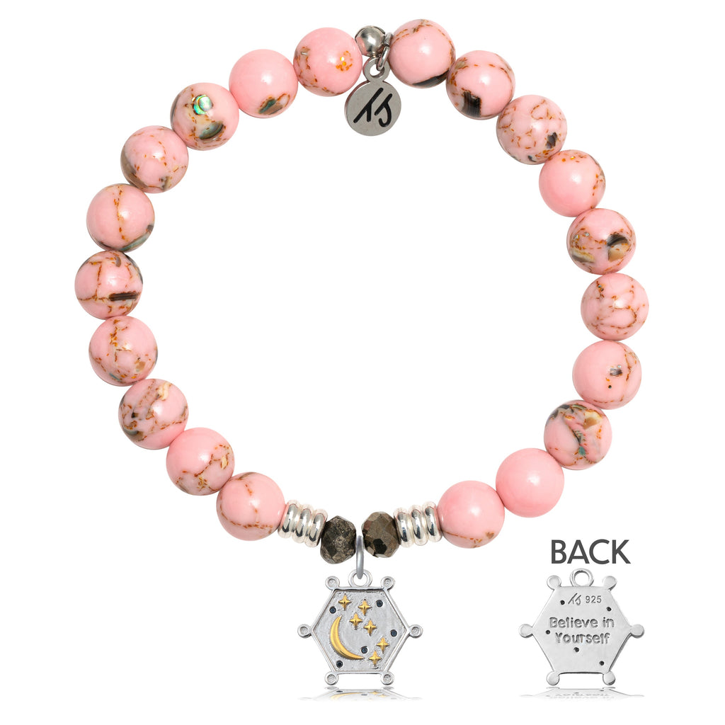 Pink Shell Stone Bracelet with Believe in Yourself Sterling Silver Charm