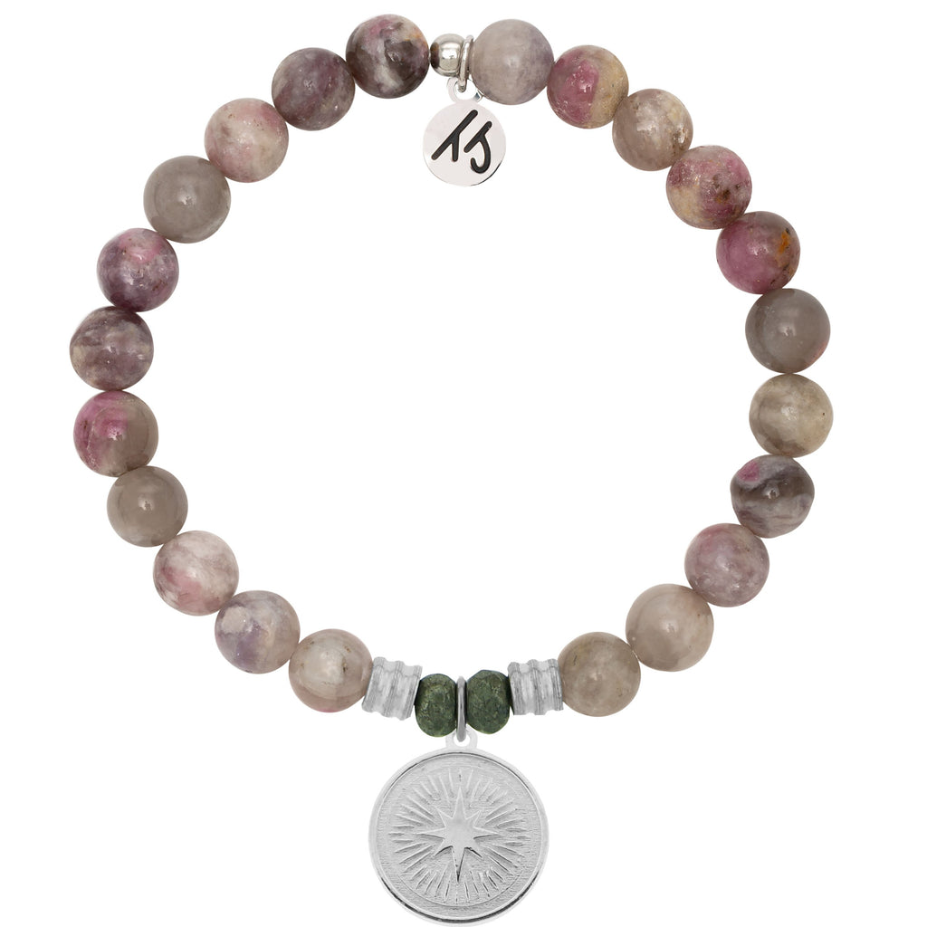 Pink Tourmaline Stone Bracelet with Guidance Sterling Silver Charm