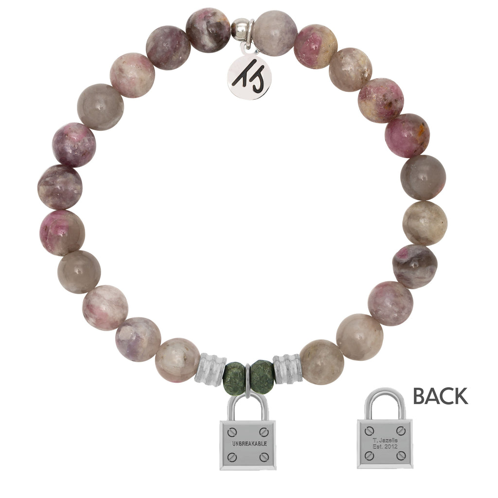 Pink Tourmaline Stone Bracelet with Unbreakable Sterling Silver Charm