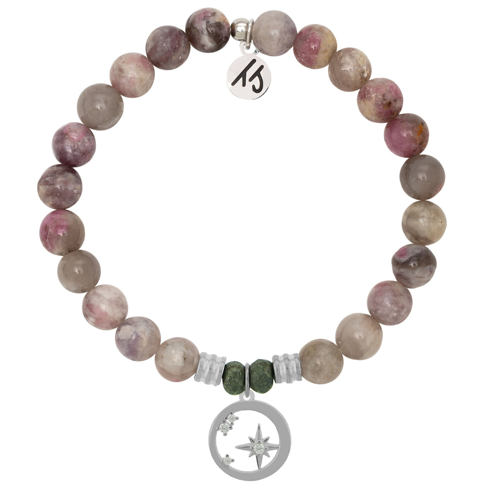Pink Tourmaline Stone Bracelet with What is Meant to Be Sterling Silver Charm