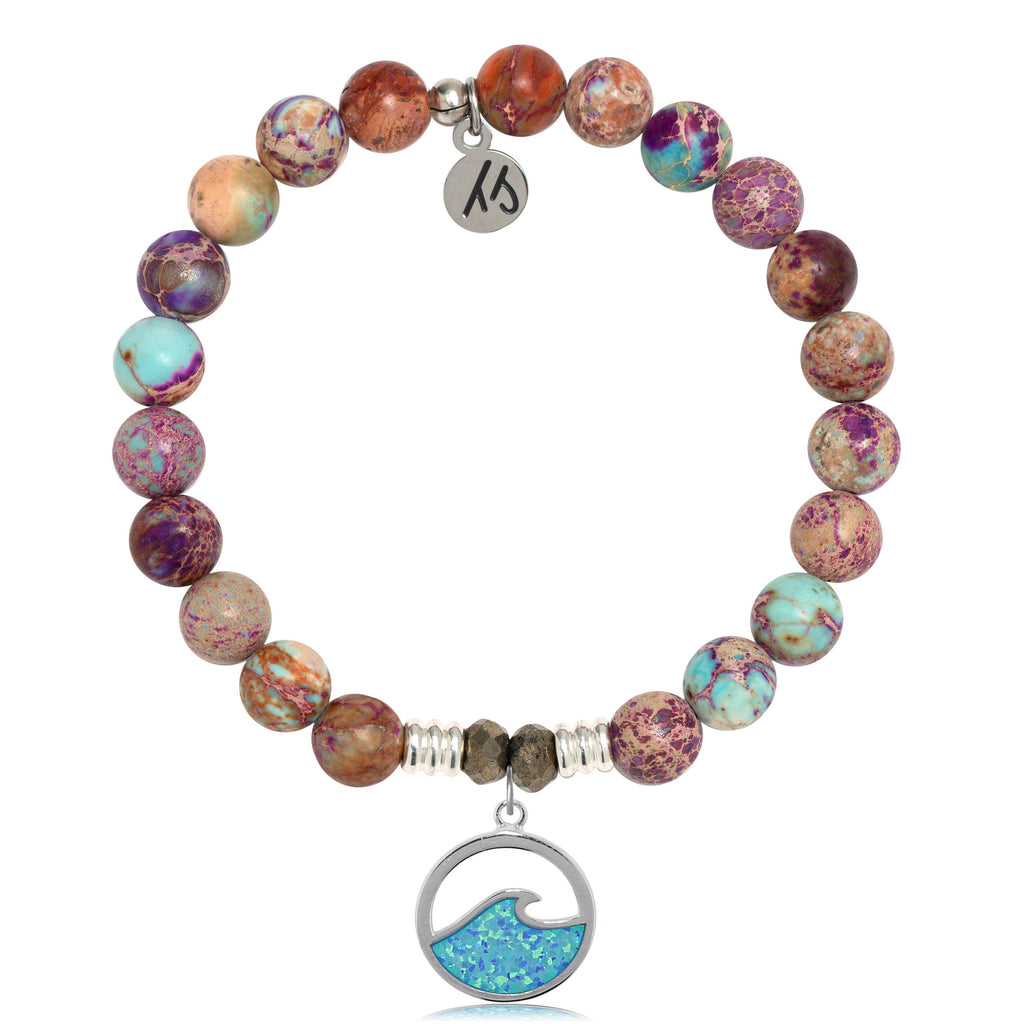 Purple Jasper Stone Bracelet with Love as Deep as the Ocean Sterling Silver Charm