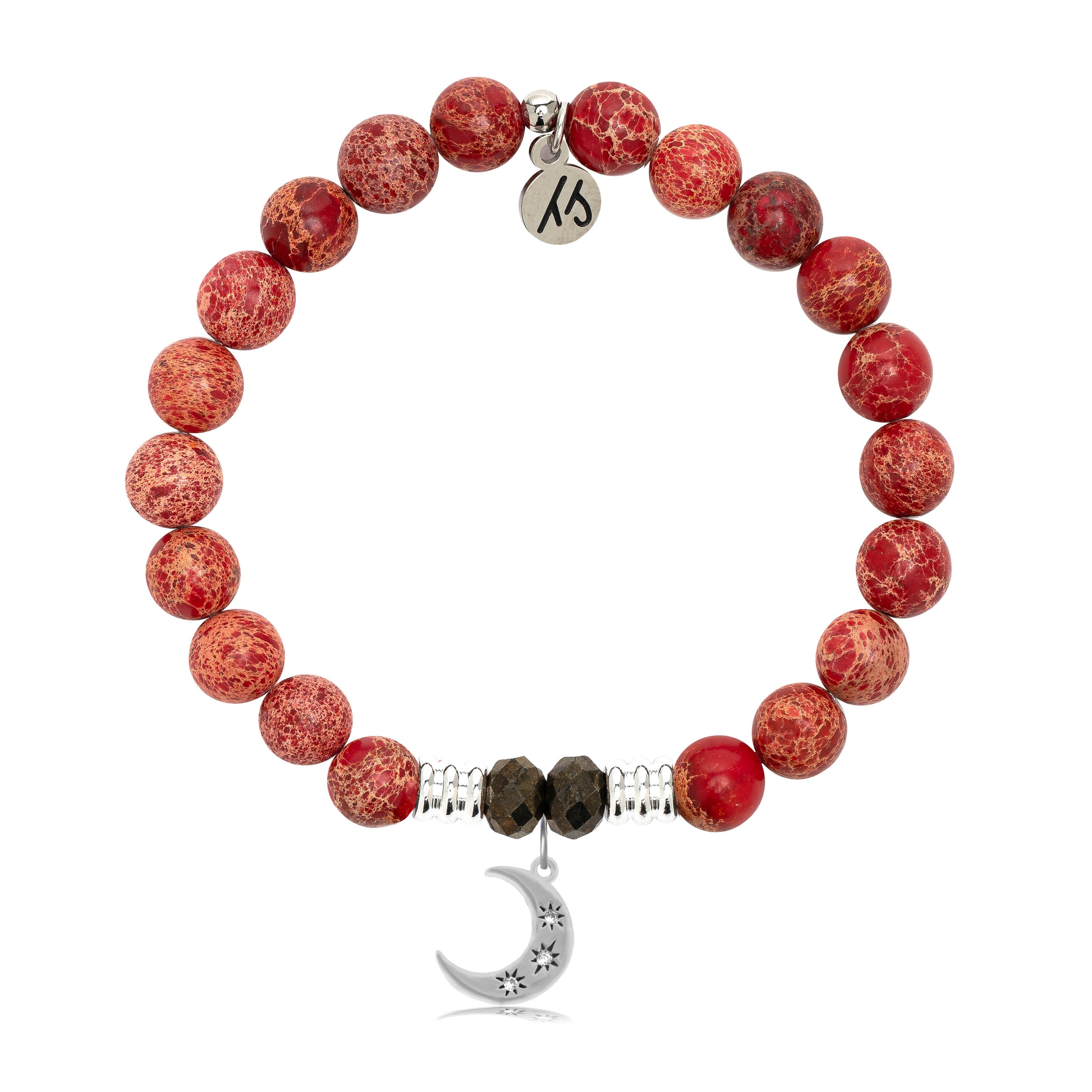 Red Jasper Stone Bracelet with Friendship Stars Sterling Silver Charm