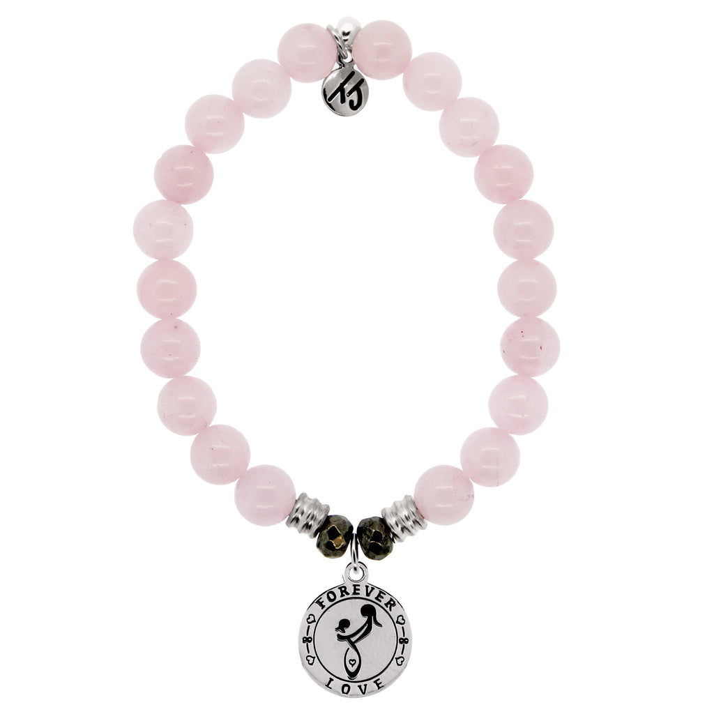 Rose Quartz Bracelet with Mother's Love Sterling Silver Charm