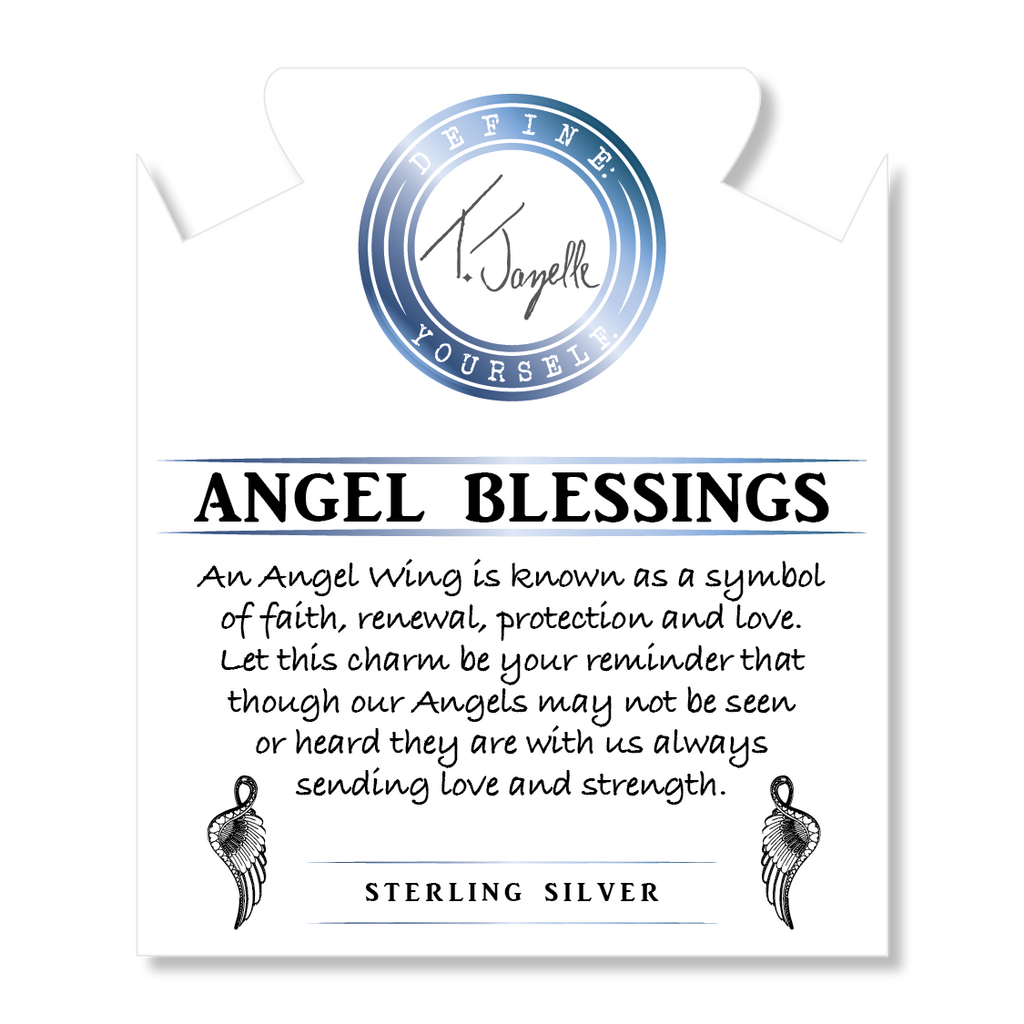 Rose Quartz Stone Bracelet with Angel Blessings Sterling Silver Charm