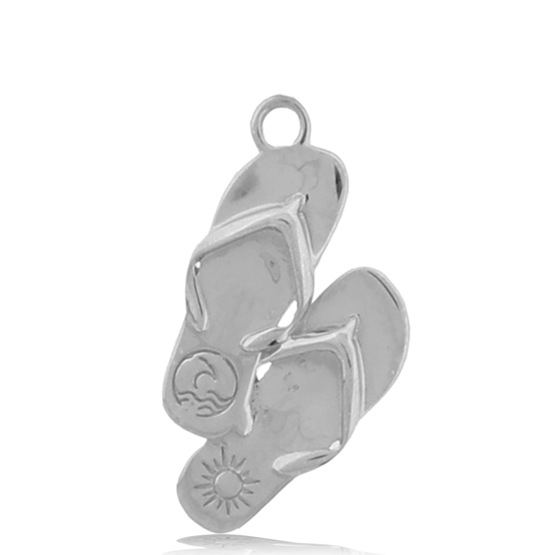 Rose Quartz Stone Bracelet with Flip Flop Sterling Silver Charm
