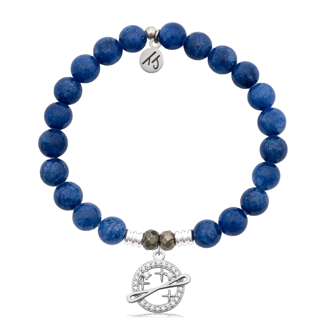 Royal Jade Stone Bracelet with Infinity and Beyond Sterling Silver Charm