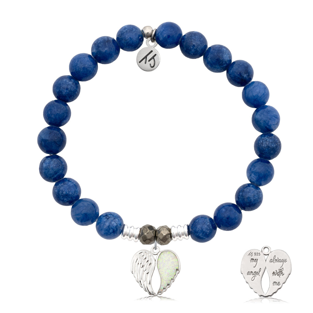 Royal Jade Stone Bracelet with My Angel Sterling Silver Charm