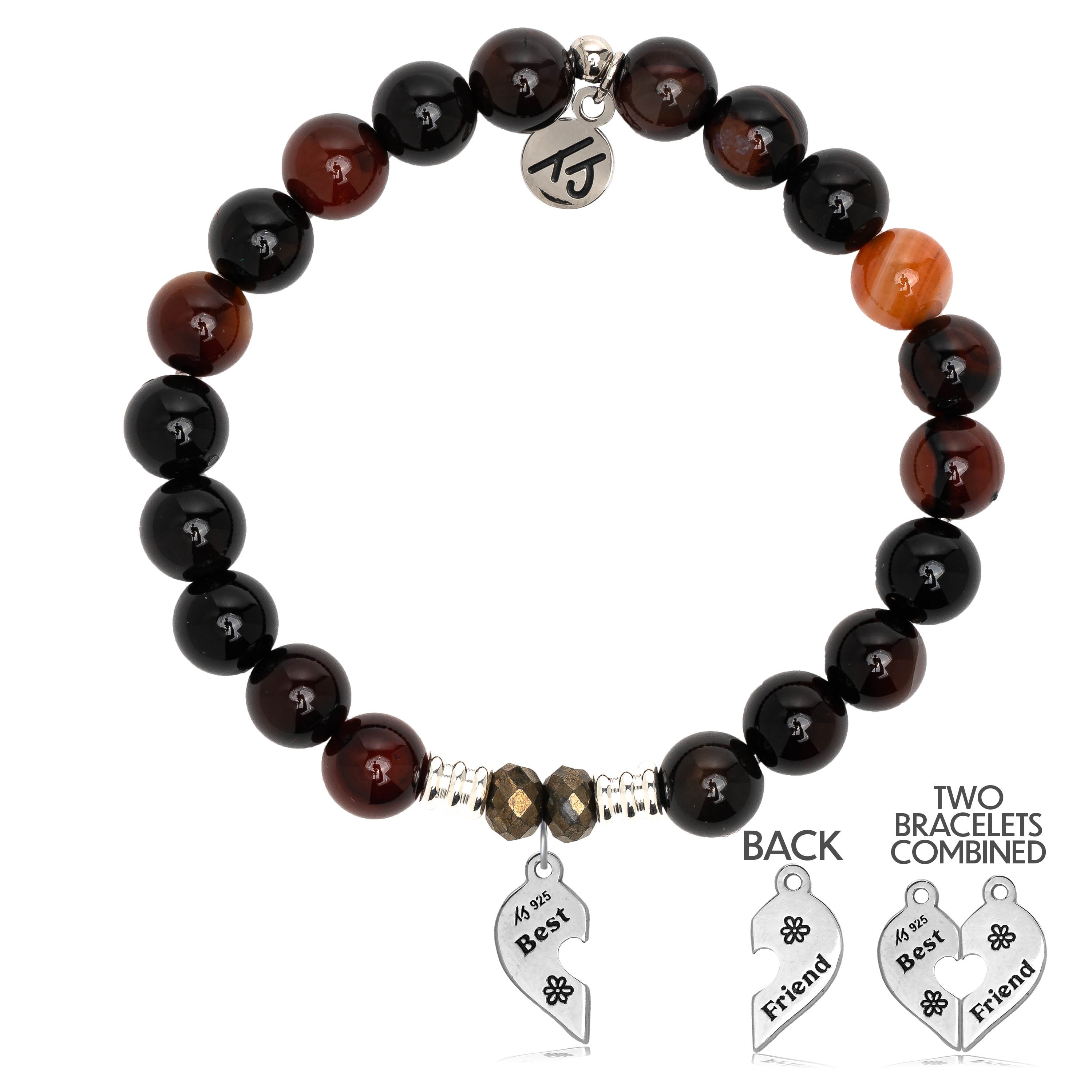 Sardonyx Stone Bracelet with Forever Friends Sterling Silver Charm