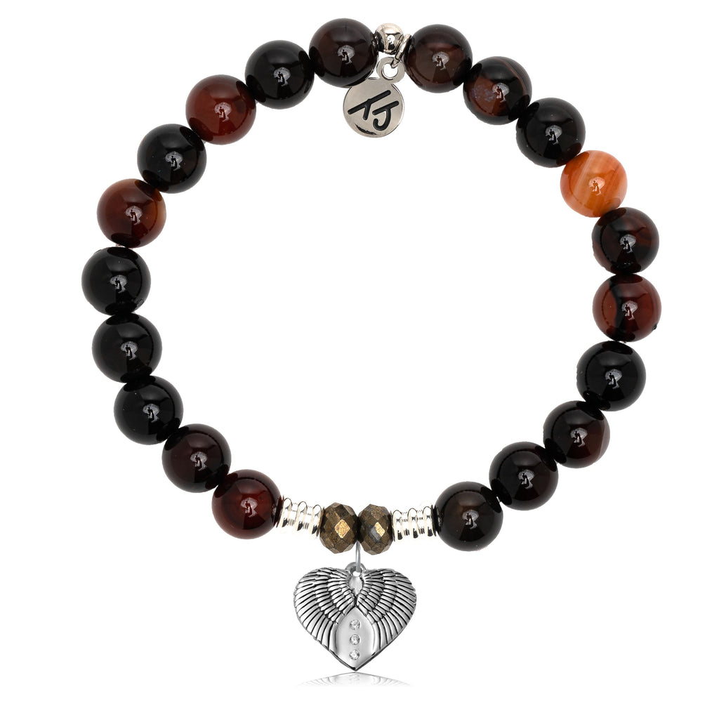 Sardonyx Stone Bracelet with Heart of Angels Sterling Silver Charm