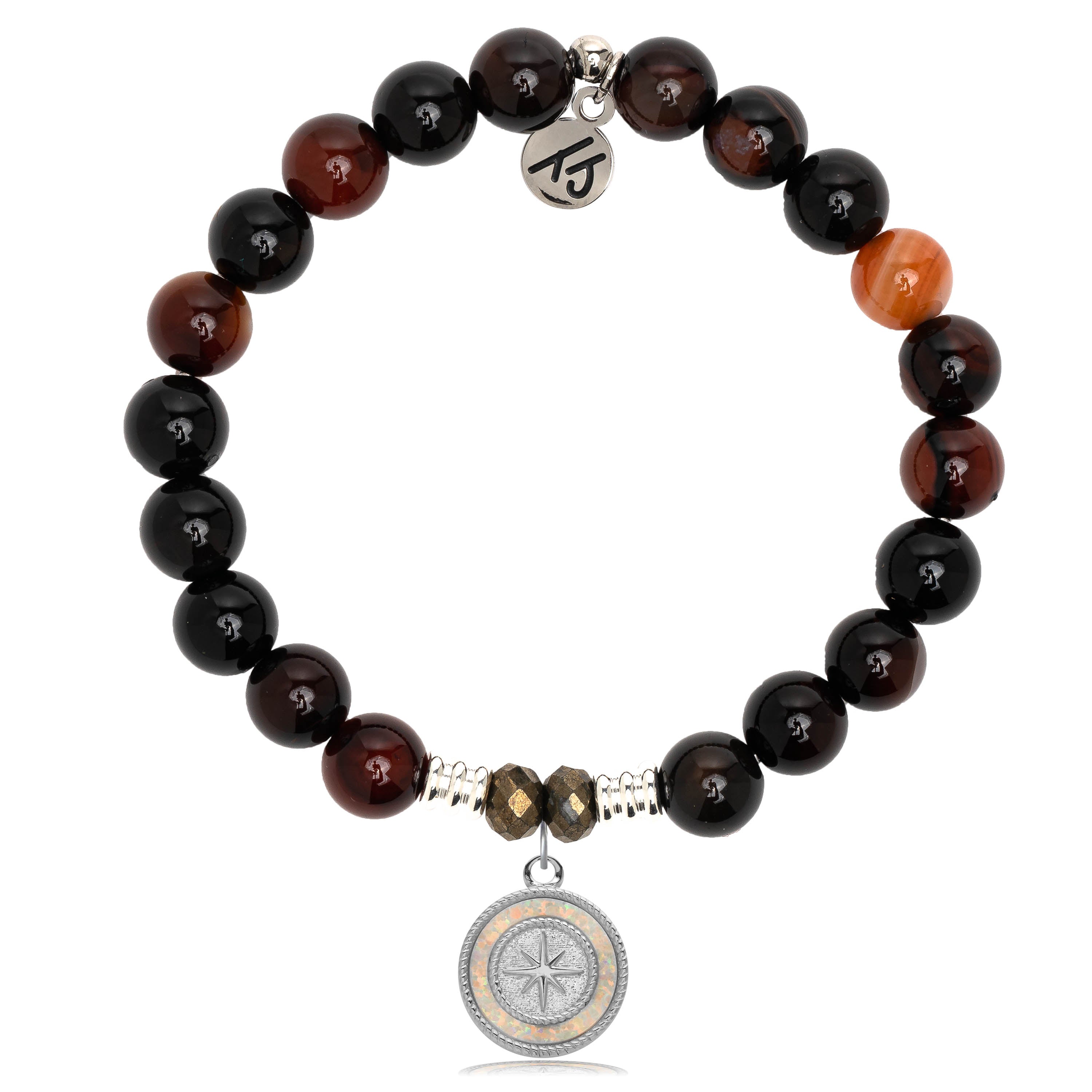 Sardonyx Stone Bracelet with North Star Sterling Silver Charm
