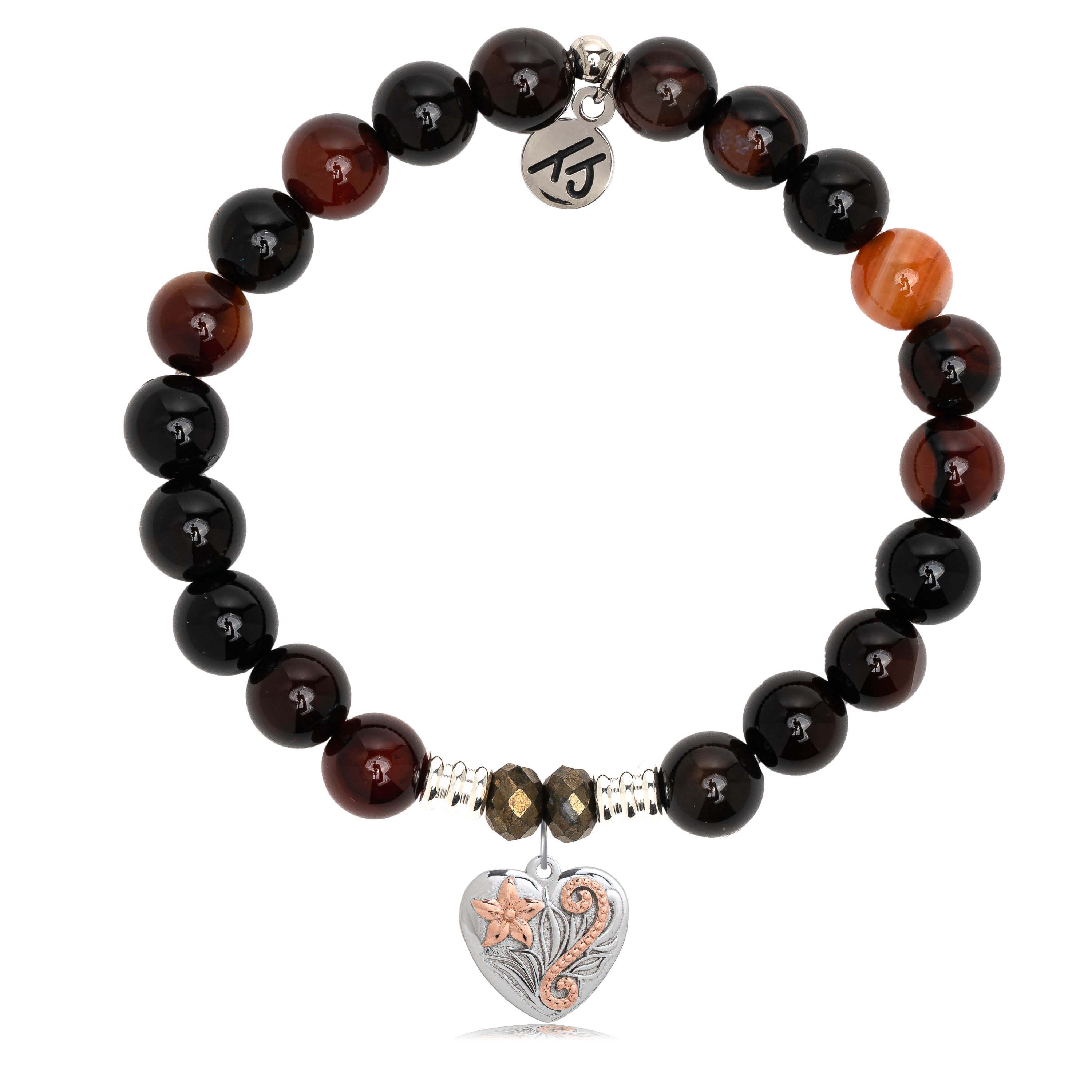 Sardonyx Stone Bracelet with Renewel Heart Sterling Silver Charm