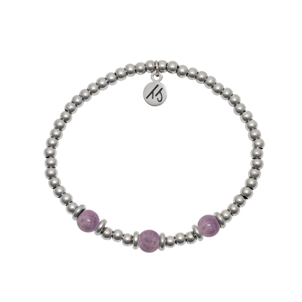 Silver Affirmations Collection- You Got This Lepidolite Bracelet