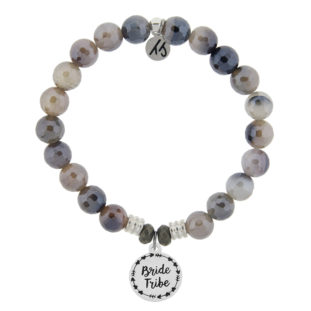 Storm Agate Stone Bracelet with Bride Tribe Sterling Silver Charm