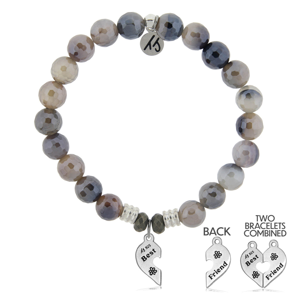 Storm Agate Stone Bracelet with Forever Friends Sterling Silver Charm