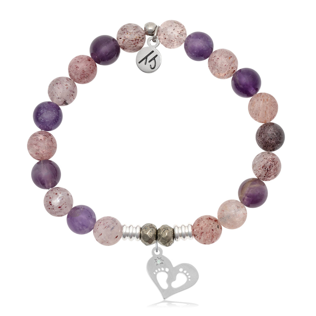 Super Seven Stone Bracelet with Baby Feet Sterling Silver Charm