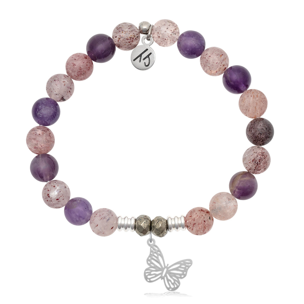 Super Seven Stone Bracelet with Butterfly Sterling Silver Charm