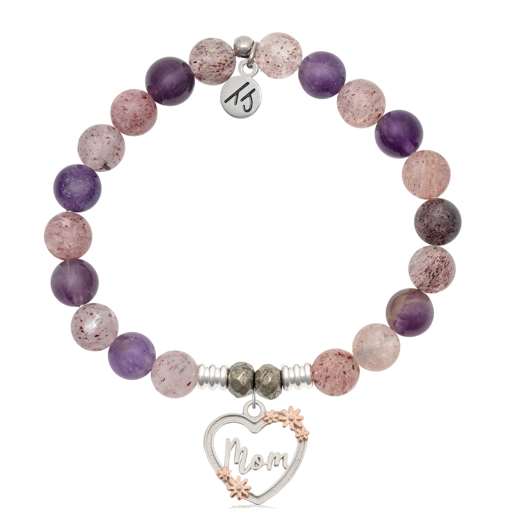 Super Seven Stone Bracelet with Heart Mom Sterling Silver Charm