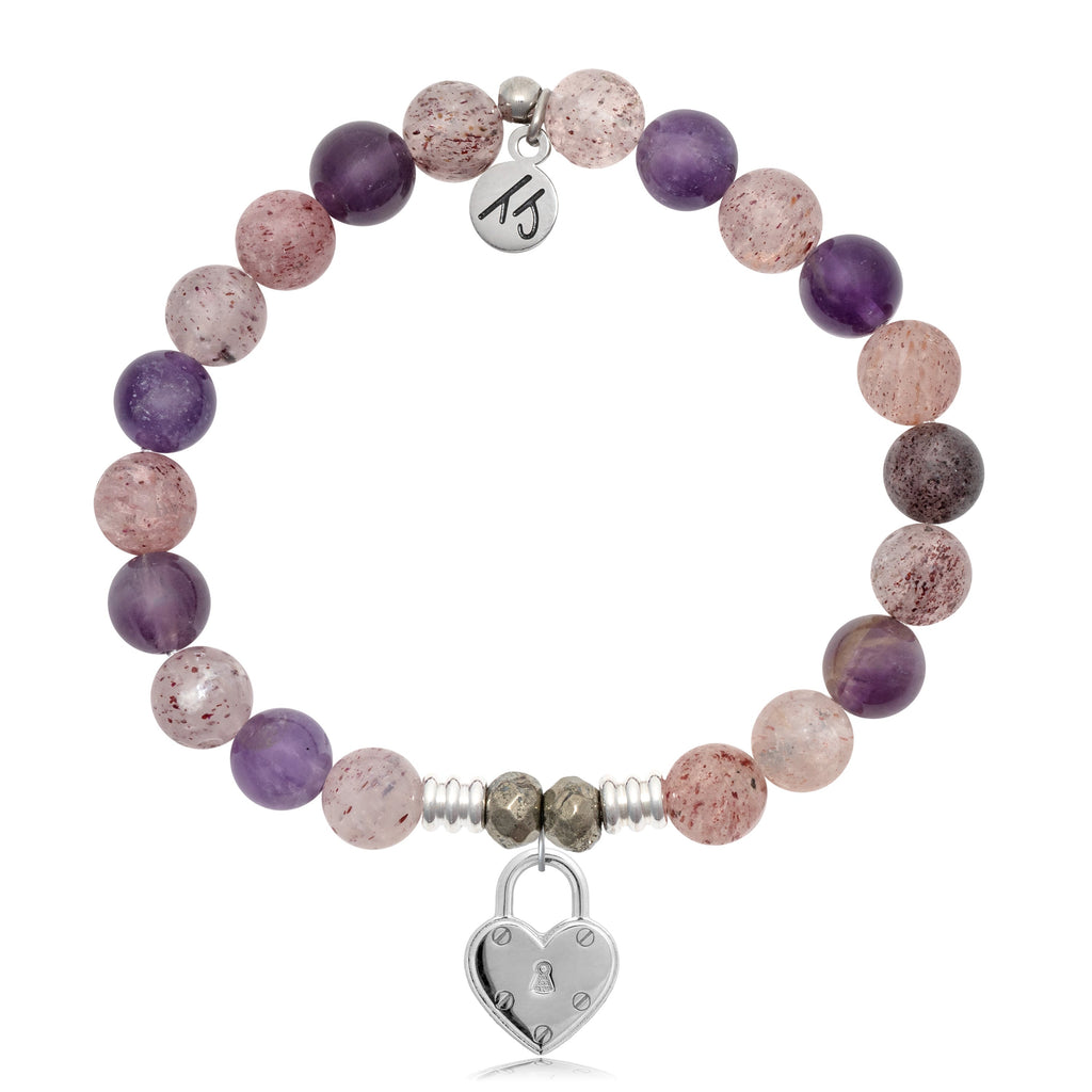 Super Seven Stone Bracelet with Love Lock Sterling Silver Charm