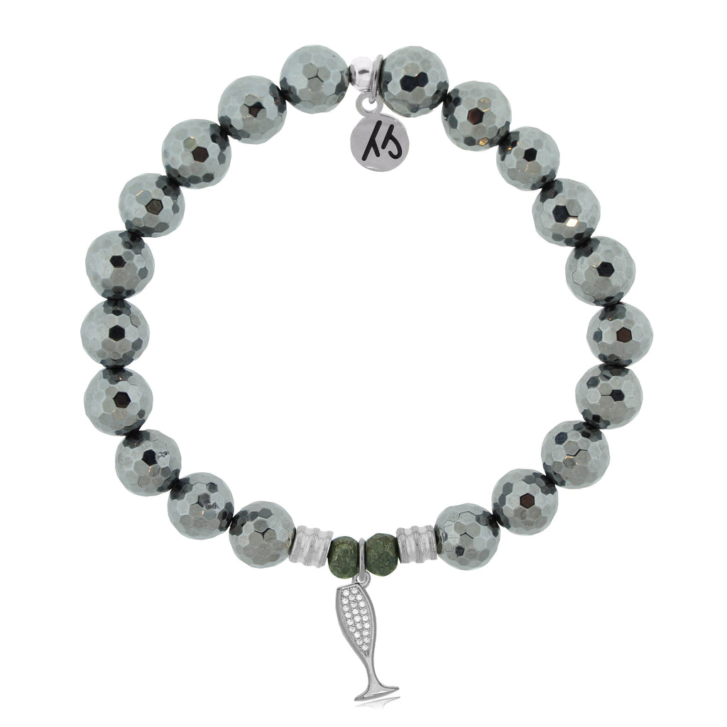 Terahertz Stone Bracelet with Cheers Sterling Silver Charm