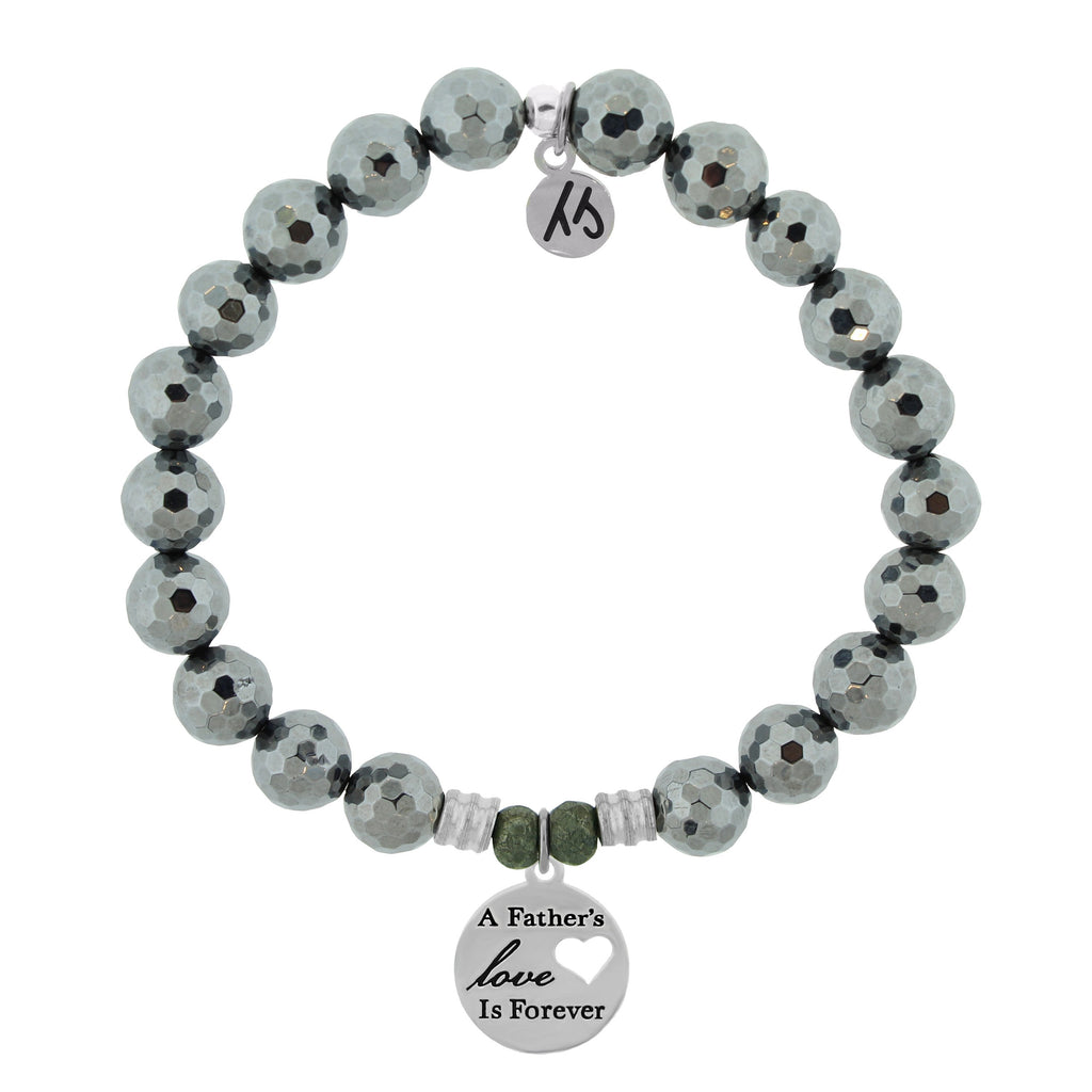 Terahertz Stone Bracelet with Father's Love Sterling Silver Charm