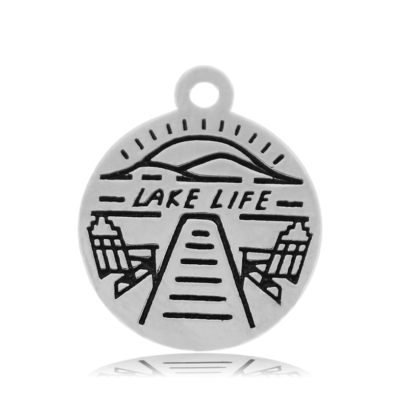 Terahertz Stone Bracelet with Lake Life Sterling Silver Charm