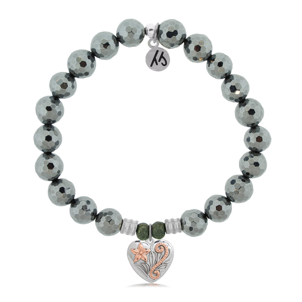 Terahertz Stone Bracelet with Renewal Heart Sterling Silver Charm