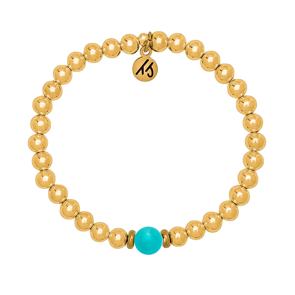 The Cape Bracelet - Gold Filled with Aqua Amazonite Ball