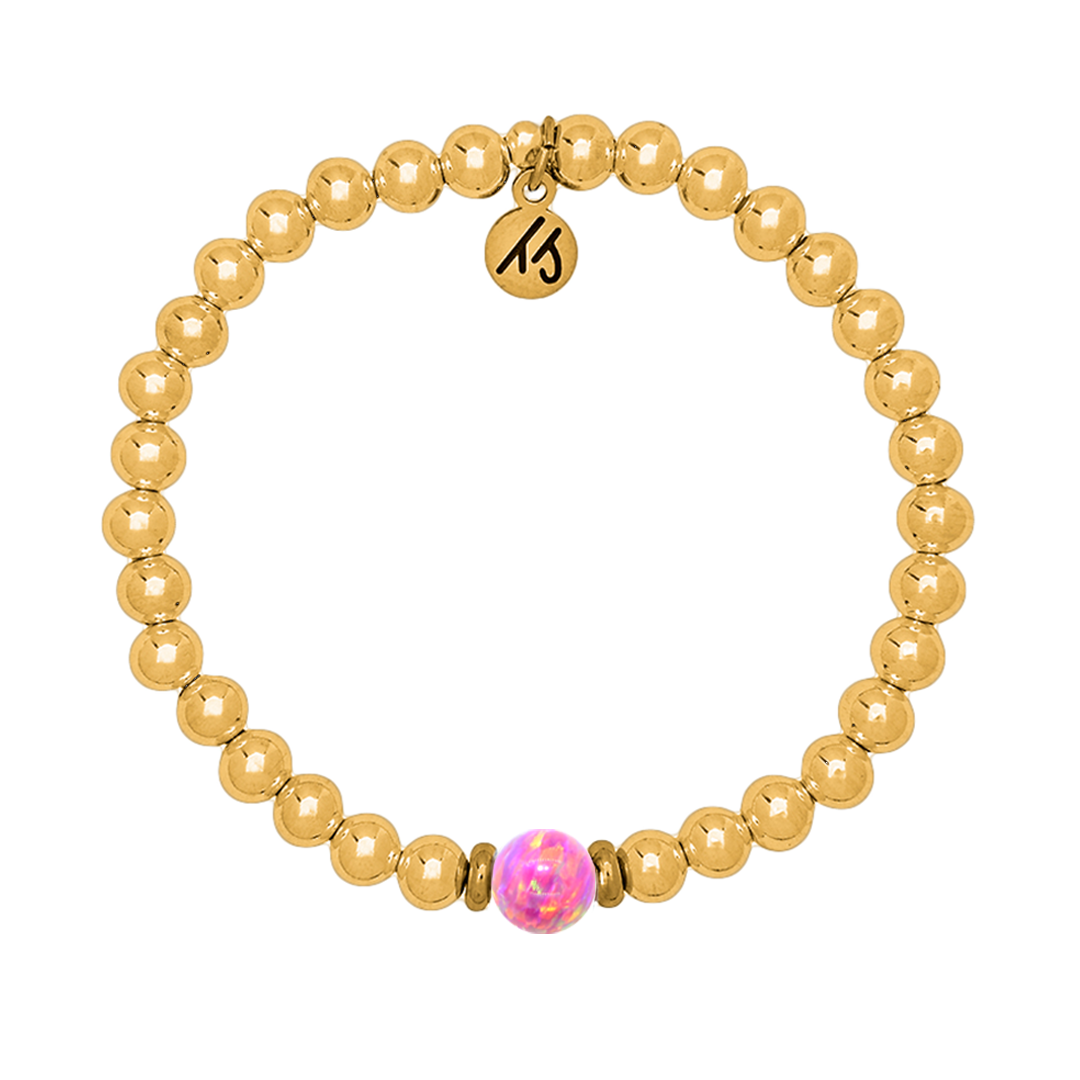 The Cape Bracelet - Gold Filled with Carmine Opal Ball