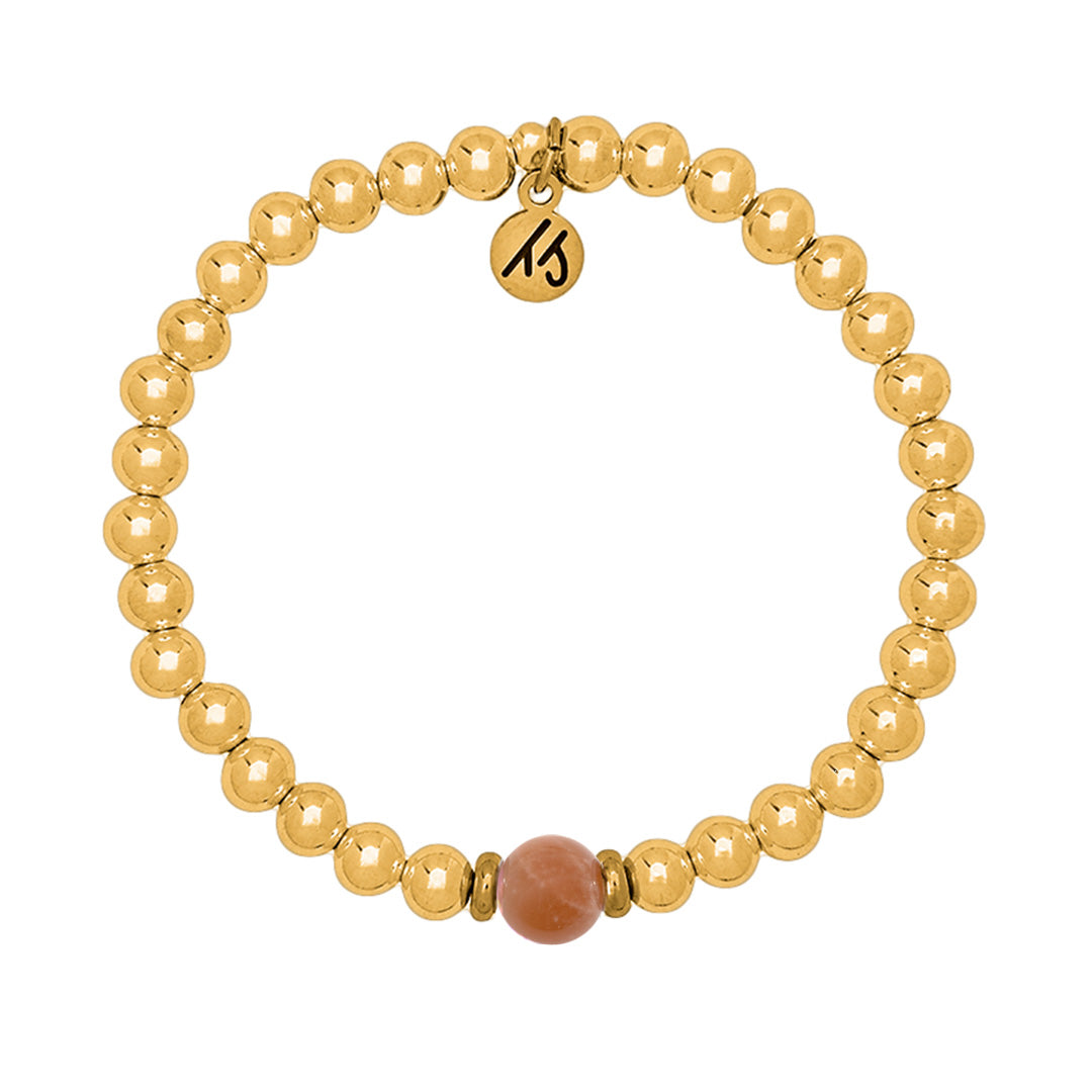 The Cape Bracelet - Gold Filled with Peach Moonstone Ball