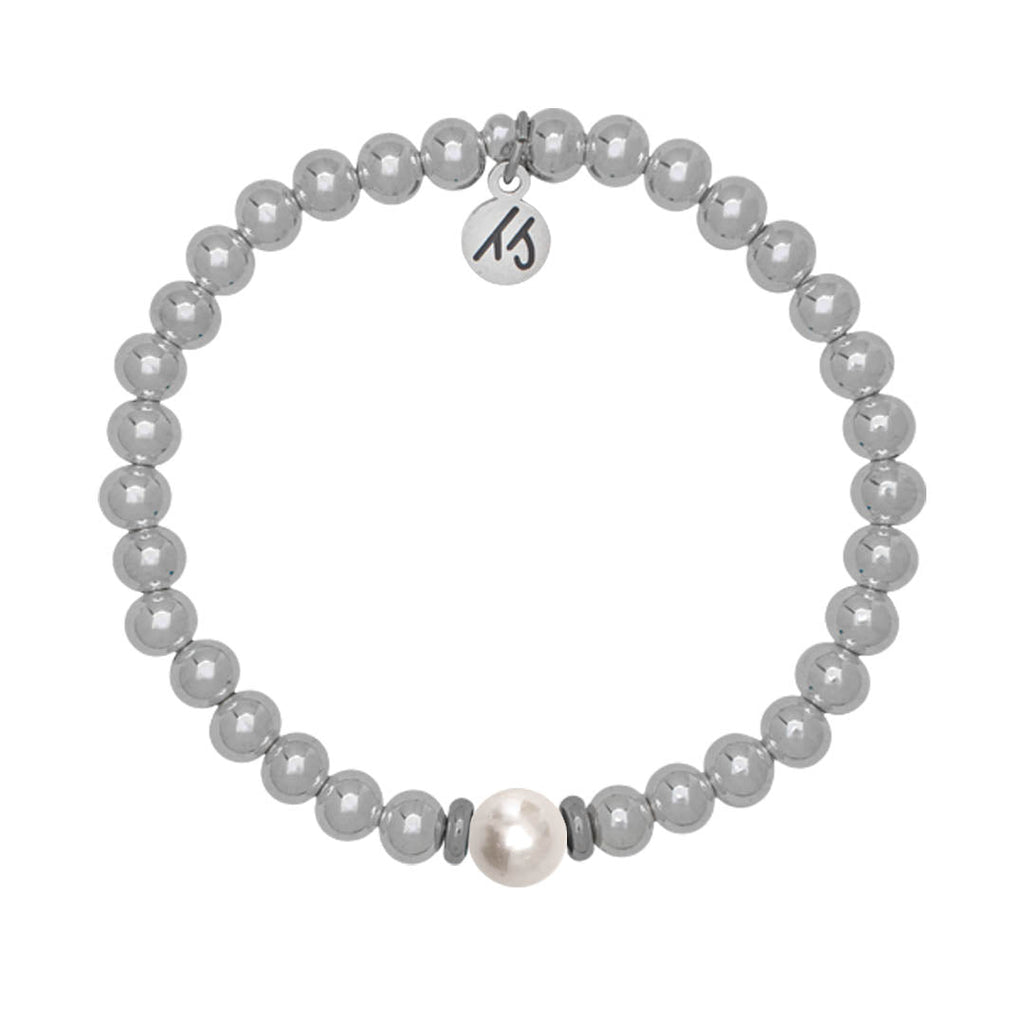 The Cape Bracelet - Silver Steel with Pearl Ball