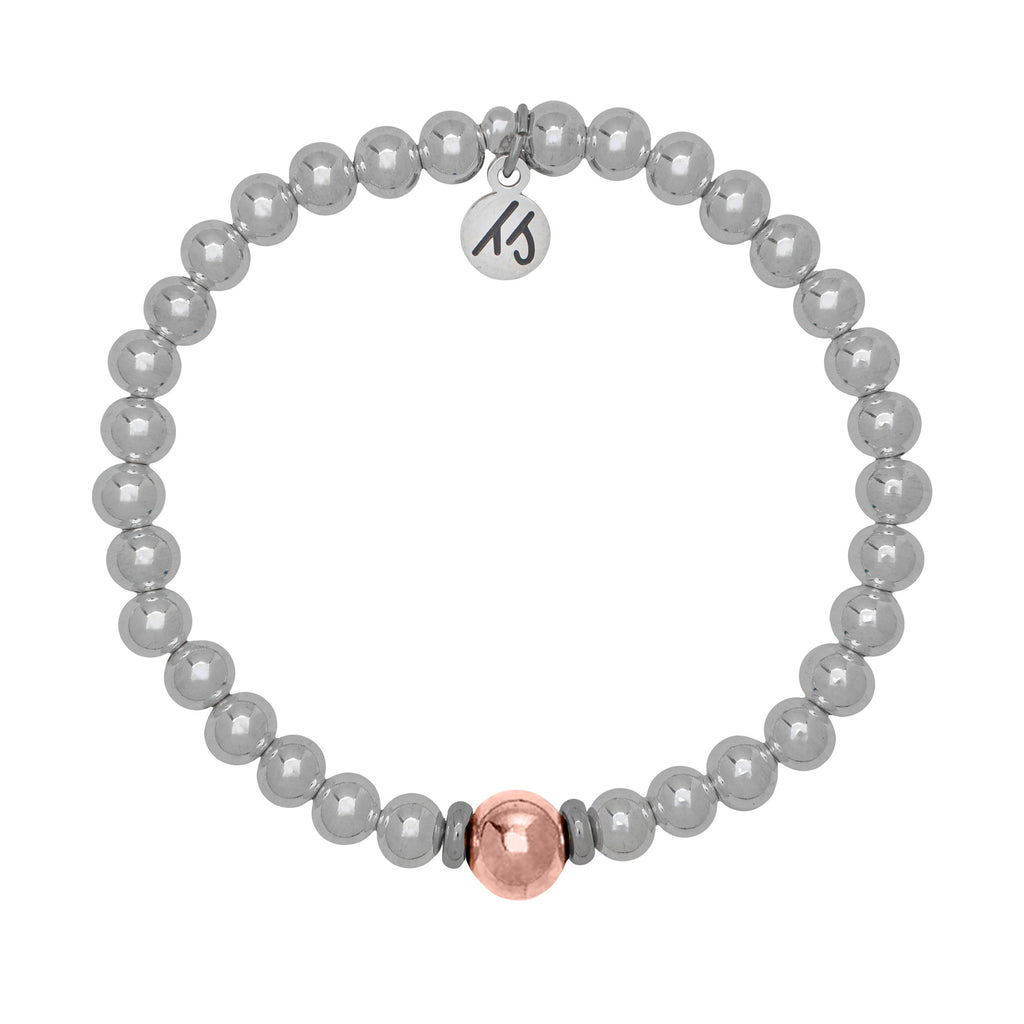 The Cape Bracelet - Silver Steel with Rose Gold Ball