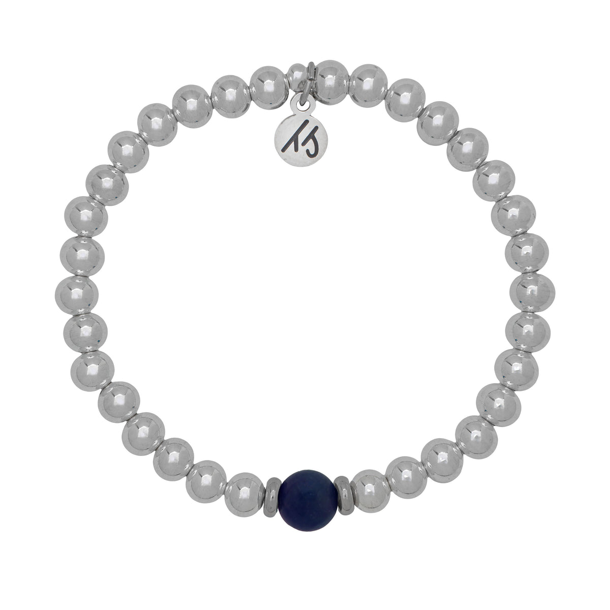 The Cape Bracelet - Silver Steel With Sapphire Ball 