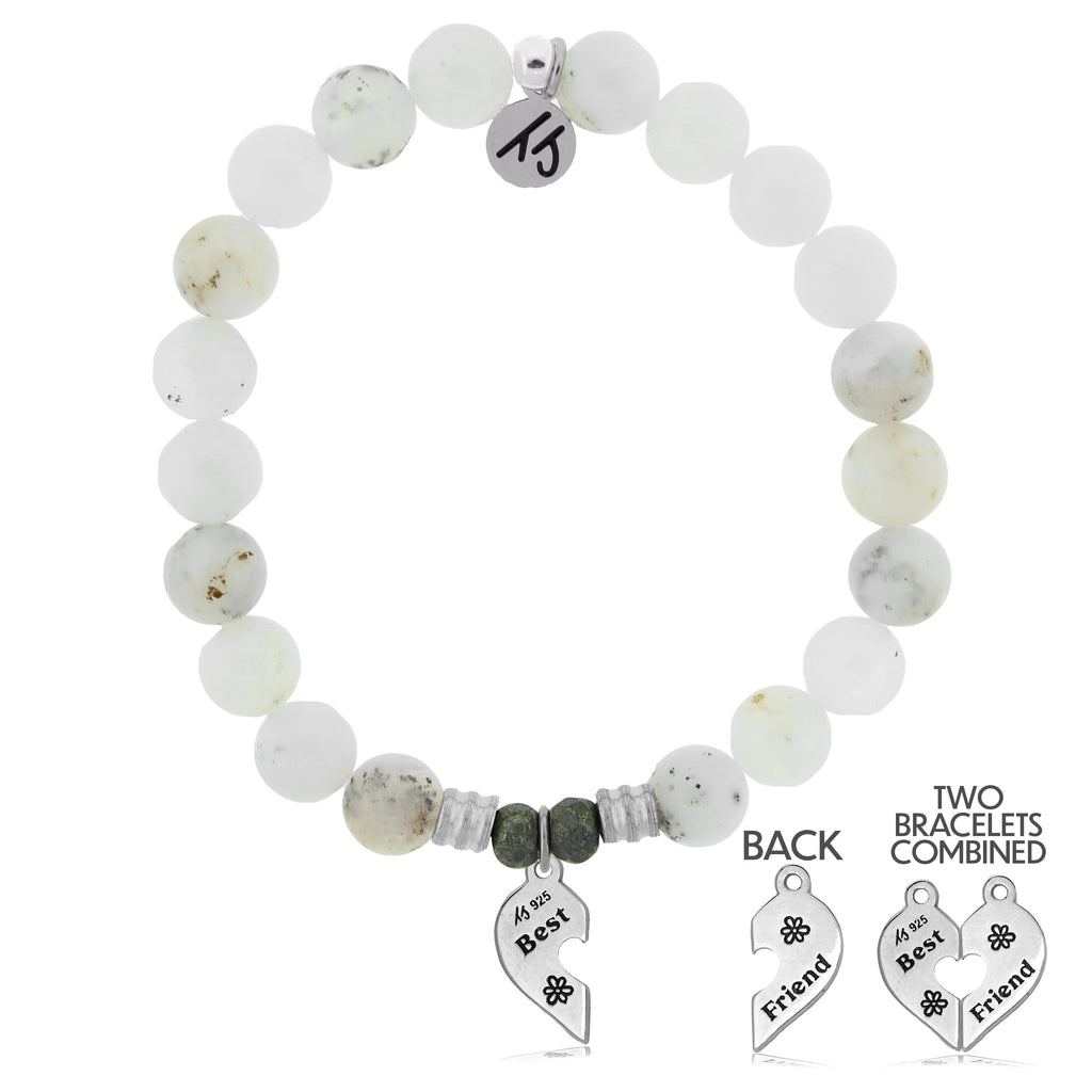 White Chalcedony Stone Bracelet with Forever Friends Sterling Silver Charm