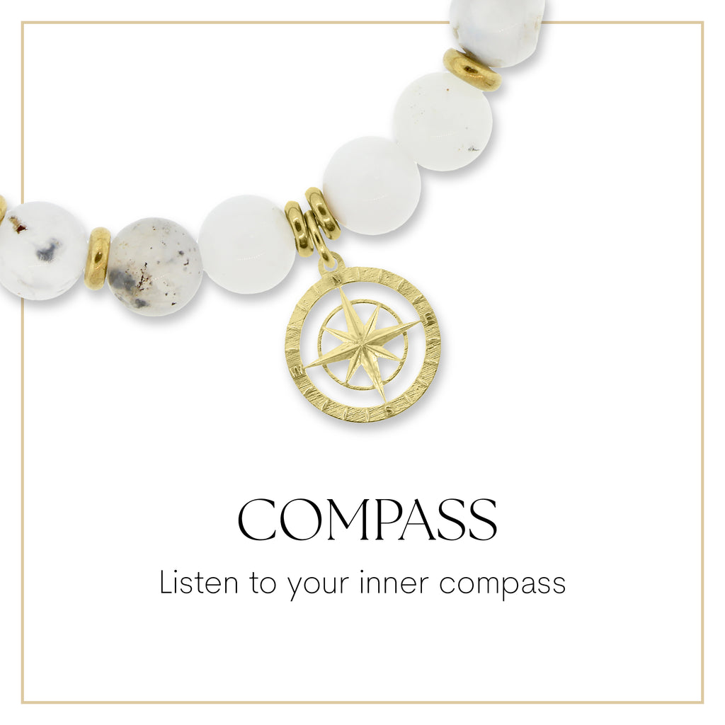 Gold Compass Rose Charm Bracelet Collection