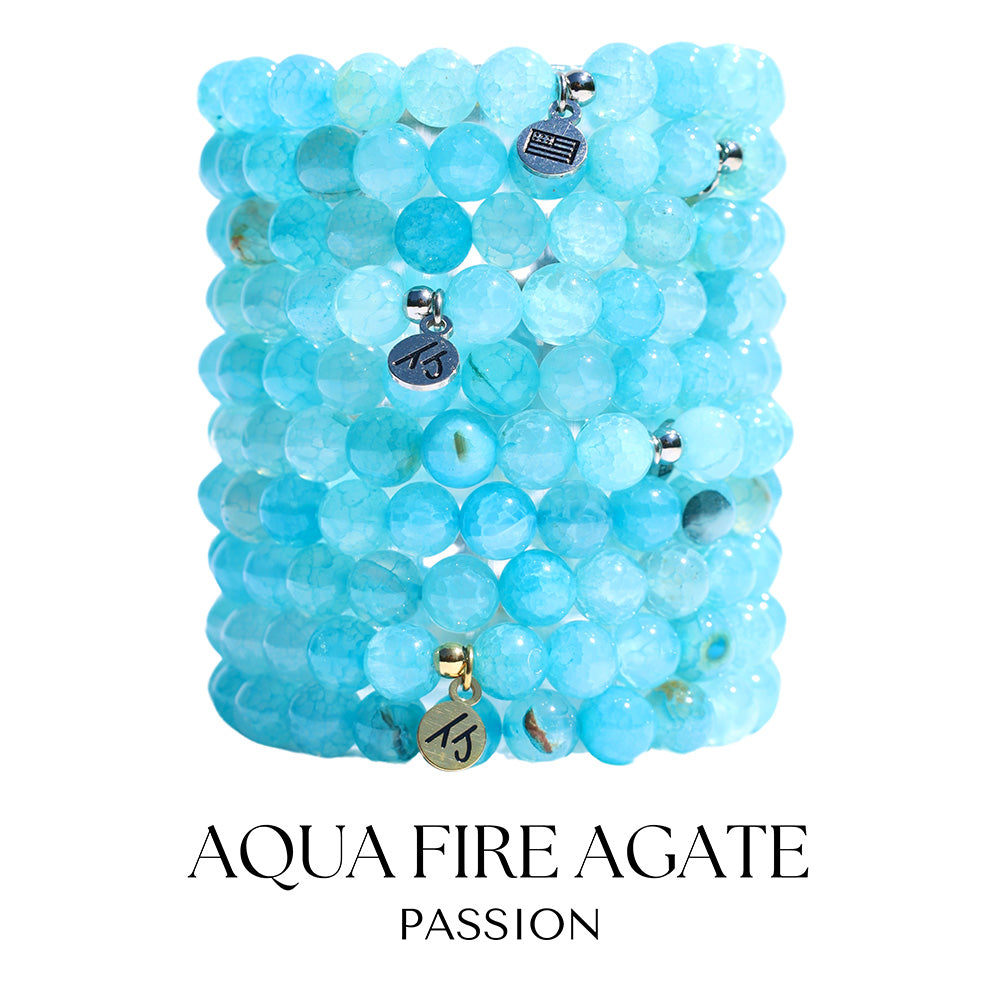 Aqua Fire Agate Gemstone Bracelet Collection