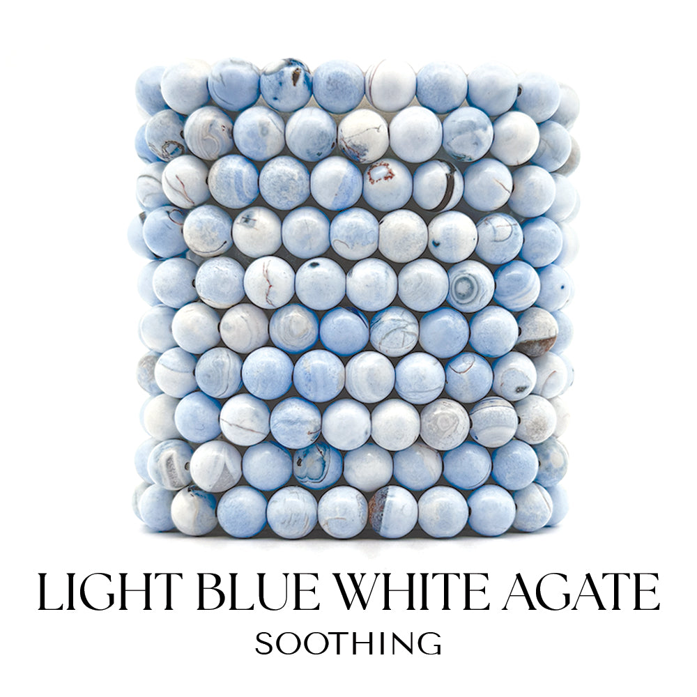 Light Blue White Agate Gemstone Bracelet Collection