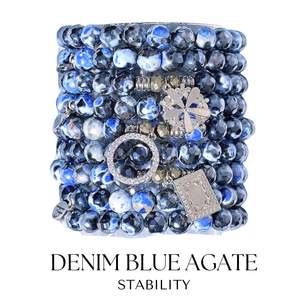 Denim Blue Agate Gemstone Bracelet Collection