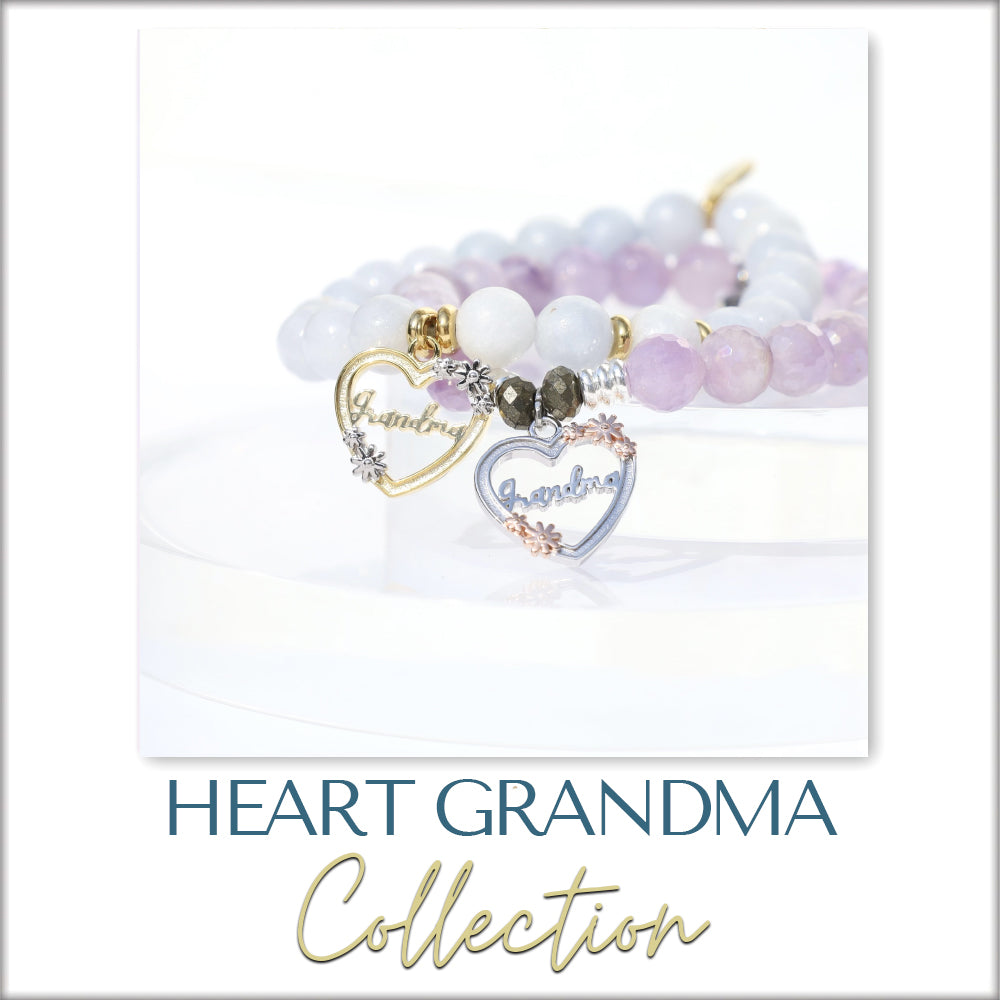 SILVER AND GOLD HEART GRANDMA CHARM BRACELET COLLECTION