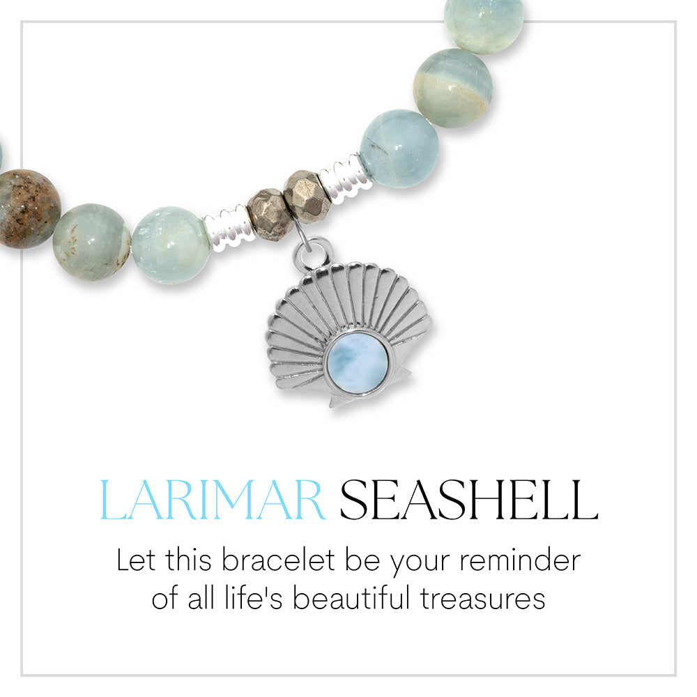 Seashell Larimar Sterling Silver Charm Bracelet Collection