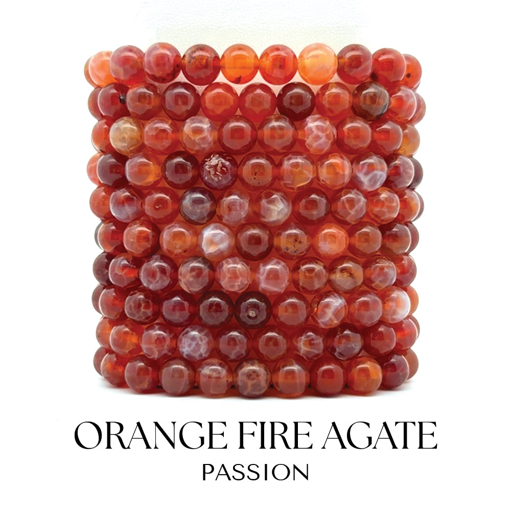 Orange Fire Agate Gemstone Bracelet Collection